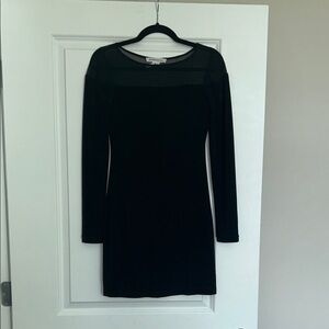 NWOT BCBGeneration Black Sheer Panel Long Sleeve Dress